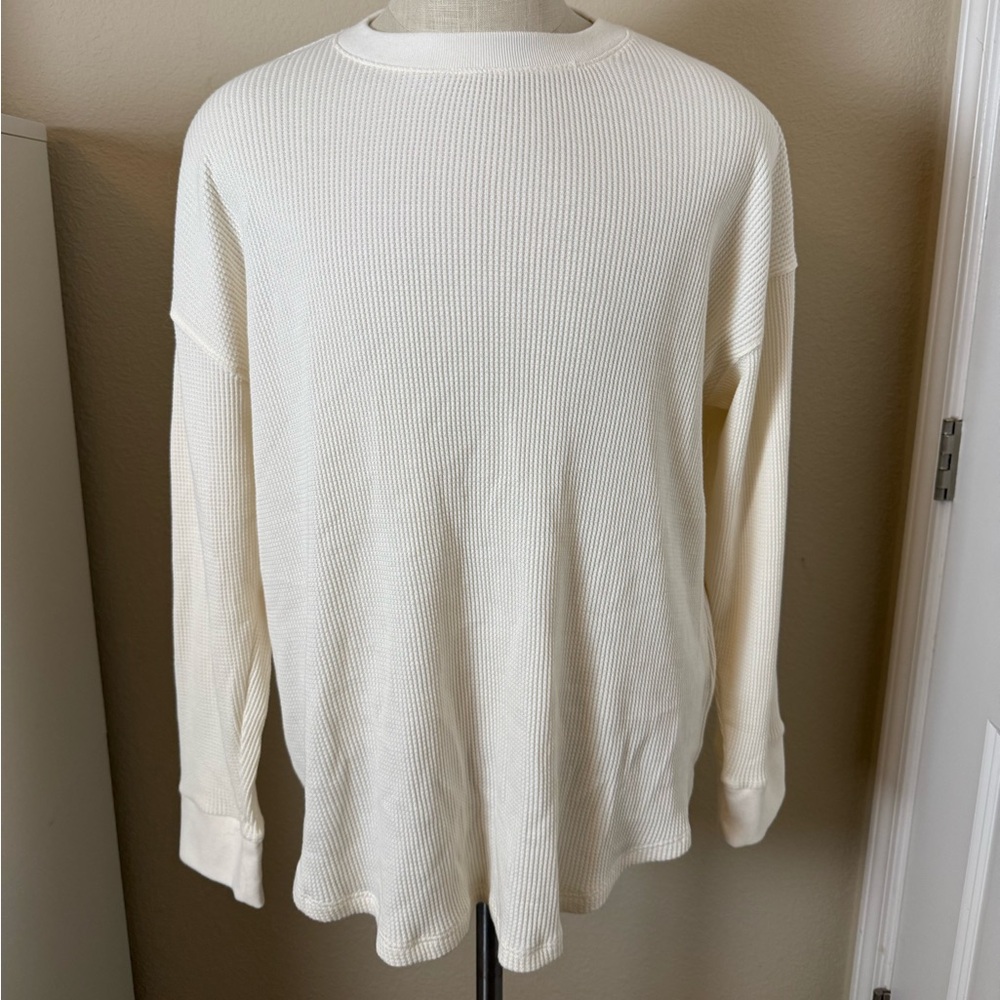 Cream Long Sleeve Waffle Tee
